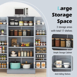 Gainoom Kitchen Grey Storage Cabinet Freestanding Buffet Cupboards Sideboard - thumbnail 9