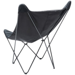 Wyld And Coco Nova Velvet Sling Butterfly Chair With Black Hairpin Legs - Black Velvet, Compact Retro Seating - thumbnail 5