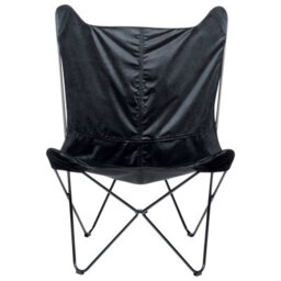 Wyld And Coco Nova Velvet Sling Butterfly Chair With Black Hairpin Legs - Black Velvet, Compact Retro Seating - thumbnail 4