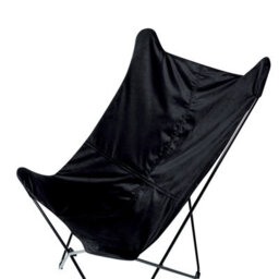 Wyld And Coco Nova Velvet Sling Butterfly Chair With Black Hairpin Legs - Black Velvet, Compact Retro Seating - thumbnail 6