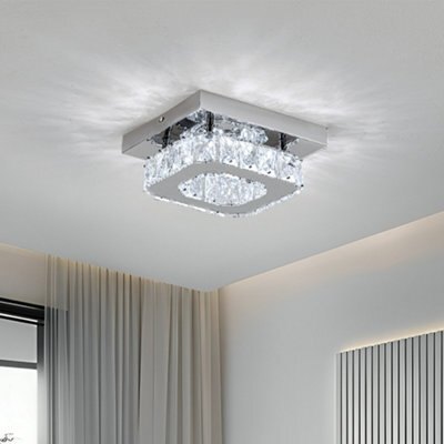 Thehotsale 12W Chorme Finish Square Crystal Ceiling Light Cool White Light - image 1