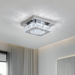 Thehotsale 12W Chorme Finish Square Crystal Ceiling Light Cool White Light - thumbnail 1