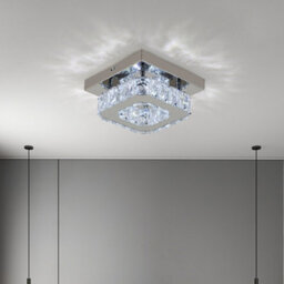 Thehotsale 12W Chorme Finish Square Crystal Ceiling Light Cool White Light - thumbnail 2