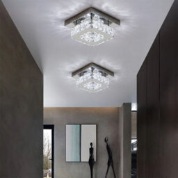 Thehotsale 12W Chorme Finish Square Crystal Ceiling Light Cool White Light - thumbnail 8