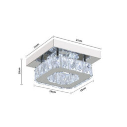 Thehotsale 12W Chorme Finish Square Crystal Ceiling Light Cool White Light - thumbnail 9