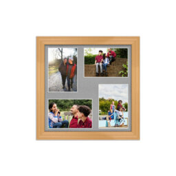 AK Frames 12X12 Country Pine Classic Multi Photo Frame With Silver Mount - Holds 4 Apertures (4X) 6X4 Photos