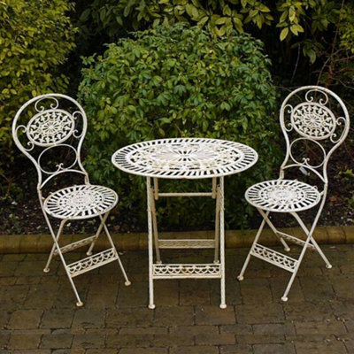 T42 White Oval Metal Table And Chairs ( Bistro 2 Seater Set) - image 1