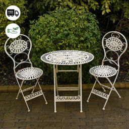 T42 White Oval Metal Table And Chairs ( Bistro 2 Seater Set) - thumbnail 3