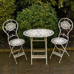 T42 White Oval Metal Table And Chairs ( Bistro 2 Seater Set) - thumbnail 1