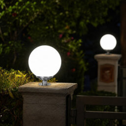 Gwsolar Solar Ball Light 25Cm Stainless Steel Globe, 100Lm Remote Control With Timer, Ip65 Waterproof For Garden Patio Pathway - thumbnail 4
