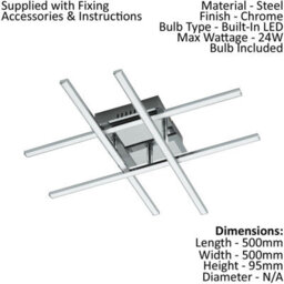 Modern Flush Ceiling Light With Chrome Finish And White Shade - 24W Led Bulb Included - thumbnail 2