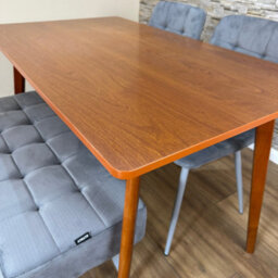 Doubs Dining Table Set With 2 Tufted Grey Velvet Chairs And Bench Walnut Effect Table - thumbnail 4