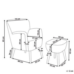 Beliani Armchair Tumba With Footstool Boucle White - thumbnail 3