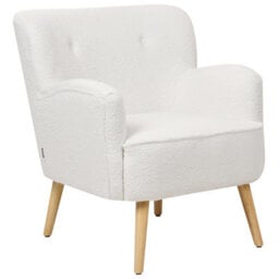 Beliani Armchair Tumba With Footstool Boucle White - thumbnail 5