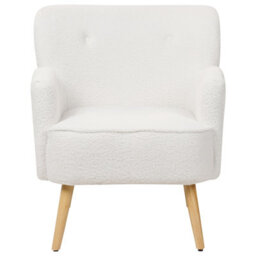 Beliani Armchair Tumba With Footstool Boucle White - thumbnail 6