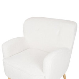 Beliani Armchair Tumba With Footstool Boucle White - thumbnail 8