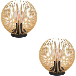 Loops 2 Pack Stylish Modern Black And Gold Table Lamp For Elegant Indoor Lighting - thumbnail 1