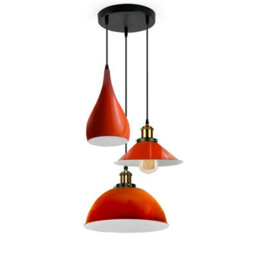 Orange 3 Light Modern Industrial Pendant  Metal E27 Fixture For Dining Room
