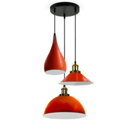 Orange 3 Light Modern Industrial Pendant  Metal E27 Fixture For Dining Room - thumbnail 5