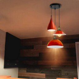 Orange 3 Light Modern Industrial Pendant  Metal E27 Fixture For Dining Room - thumbnail 4