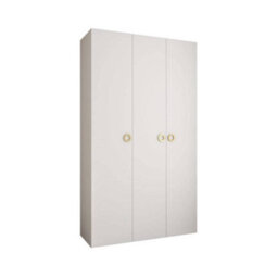 Arte Stylish White Como I Hinged Door Wardrobe H2460mm W1500mm D500mm, Three Doors, Eleven Shelves, Two Hanging Rails, Gold Handles - thumbnail 1