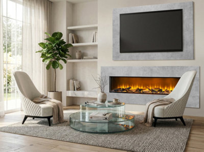 Acantha Pinnacle Fully Inset Media Wall Fire With Tv Back Board In Concrete Effect - image 1