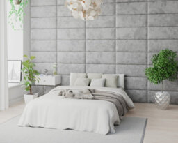 Aspire Easymount Wall Mounted Upholstered Panels, Modular Diy Headboard In Mirazzi Velvet Fabric, Silver (Pack Of 8) - thumbnail 3