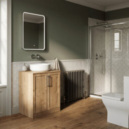 Balterley Stonnall Traditional Floor Standing 2 Door Vanity Unit With Laminate Worktop, 600mm, Autumn Oak - thumbnail 4