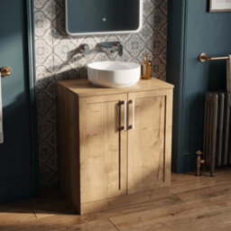 Balterley Stonnall Traditional Floor Standing 2 Door Vanity Unit With Laminate Worktop, 600mm, Autumn Oak - thumbnail 3