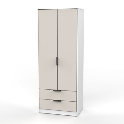 Osaka Tall 2 Drawer Wardrobe In Kashmir Matt & White Matt (Ready Assembled) - image 1