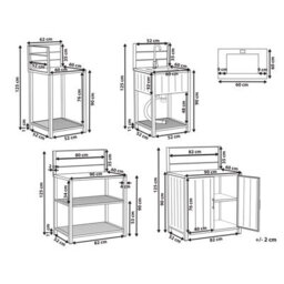 Beliani 4 Piece Outdoor Kitchen Set With Sink Viggiano Metal Graphite Grey - thumbnail 3