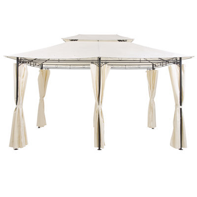 Beliani Gazebo Colos Metal 400 Cm 300 Cm Beige - image 1