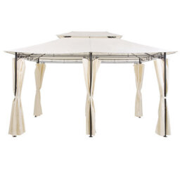 Beliani Gazebo Colos Metal 400 Cm 300 Cm Beige - thumbnail 1