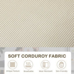 Homcom Modern 3 Seater Sofa Upholstered Corduroy Sofa Couch Cream White - thumbnail 5