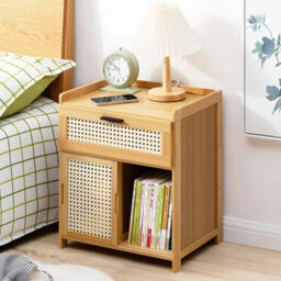 A1 Drawer / 42.5X31X50Cm Wooden Bedside Table 1 3 Drawer And Rattan Door Bedside Table Cabinet Nightstand - thumbnail 6