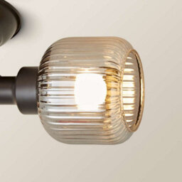 Valuelights Calpe 3 Way Matte Black Adjustable Ceiling Spotlight With Ribbed Smoked Shades And Bulbs - thumbnail 4