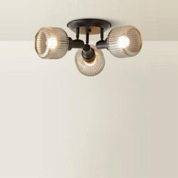 Valuelights Calpe 3 Way Matte Black Adjustable Ceiling Spotlight With Ribbed Smoked Shades And Bulbs - thumbnail 3