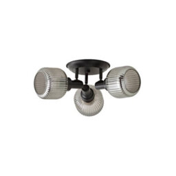 Valuelights Calpe 3 Way Matte Black Adjustable Ceiling Spotlight With Ribbed Smoked Shades And Bulbs - thumbnail 6