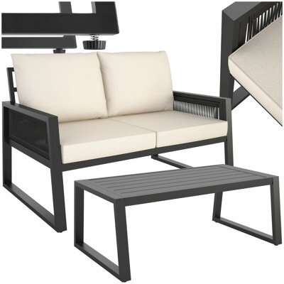 Tectake Captive Aluminum Garden Lounge Set In Rope Design Set 2 (1 X Sofa / 1 X Table) - Anthracite