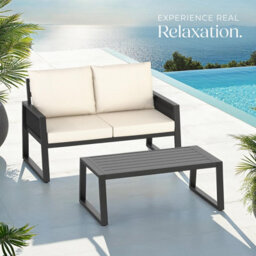 Tectake Captive Aluminum Garden Lounge Set In Rope Design Set 2 (1 X Sofa / 1 X Table) - Anthracite - thumbnail 8