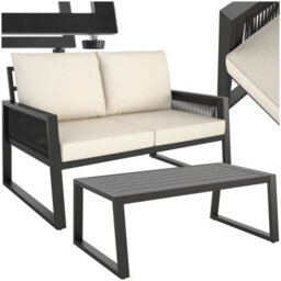 Tectake Captive Aluminum Garden Lounge Set In Rope Design Set 2 (1 X Sofa / 1 X Table) - Anthracite - thumbnail 1