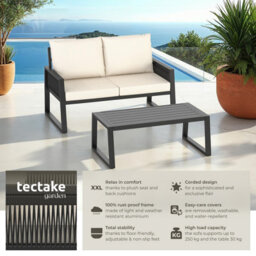 Tectake Captive Aluminum Garden Lounge Set In Rope Design Set 2 (1 X Sofa / 1 X Table) - Anthracite - thumbnail 2