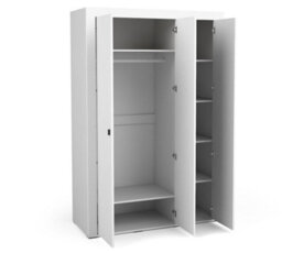 Arte Mossa Contemporary Hinged Mirrored Wardrobe In White - W1370mm X H2060mm X D560mm - thumbnail 2