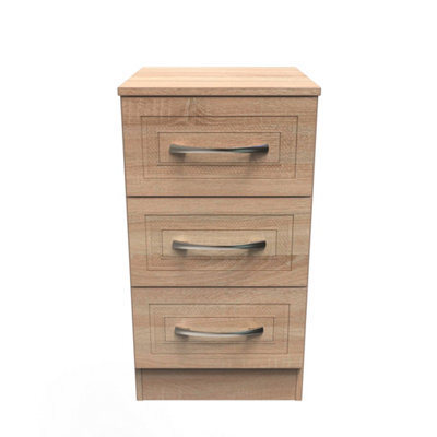 Stafford 3 Drawer Bedside Cabinet In Bardolino Oak (Ready Assembled) - image 1