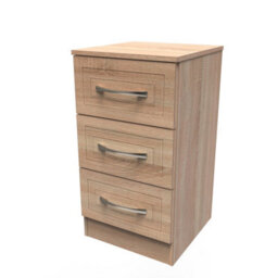 Stafford 3 Drawer Bedside Cabinet In Bardolino Oak (Ready Assembled) - thumbnail 3