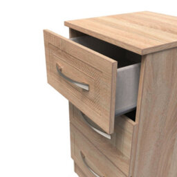 Stafford 3 Drawer Bedside Cabinet In Bardolino Oak (Ready Assembled) - thumbnail 5