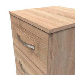 Stafford 3 Drawer Bedside Cabinet In Bardolino Oak (Ready Assembled) - thumbnail 4