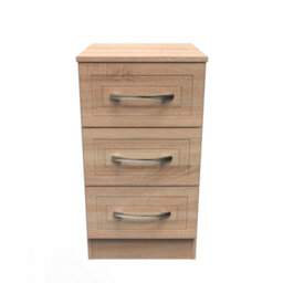 Stafford 3 Drawer Bedside Cabinet In Bardolino Oak (Ready Assembled) - thumbnail 1