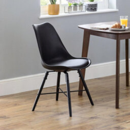 Oakham Rosedale Elegant Black Seat & Black Legs Dining Chairs - Set Of 2 - thumbnail 4
