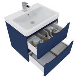 Rinse Bathrooms 600mm Matt Anthracite Wall Hung 2 Drawer Vanity Unit Basin Bathroom Storage Furniture - thumbnail 5